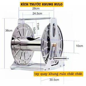 [G03] khung Rulo inox 2in1 cuộn dây mền và dây cao áp tưới cây, rửa xe...